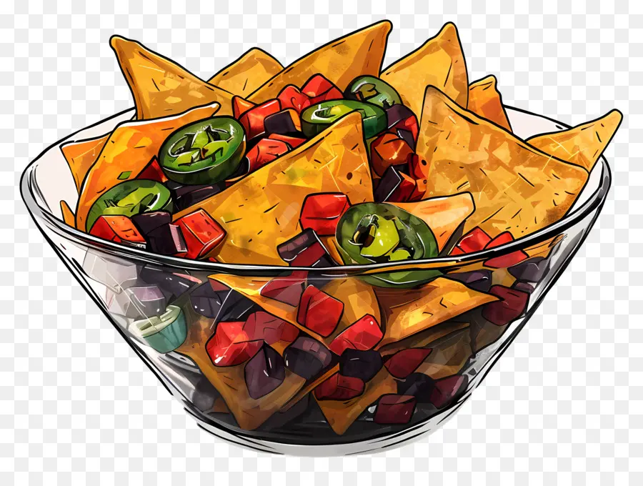 وعاء من Nachos，رقائق التورتيا PNG