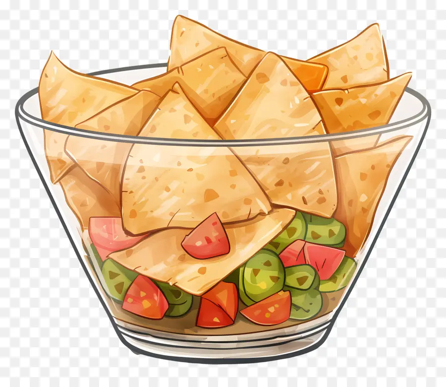 وعاء من Nachos，رقائق PNG