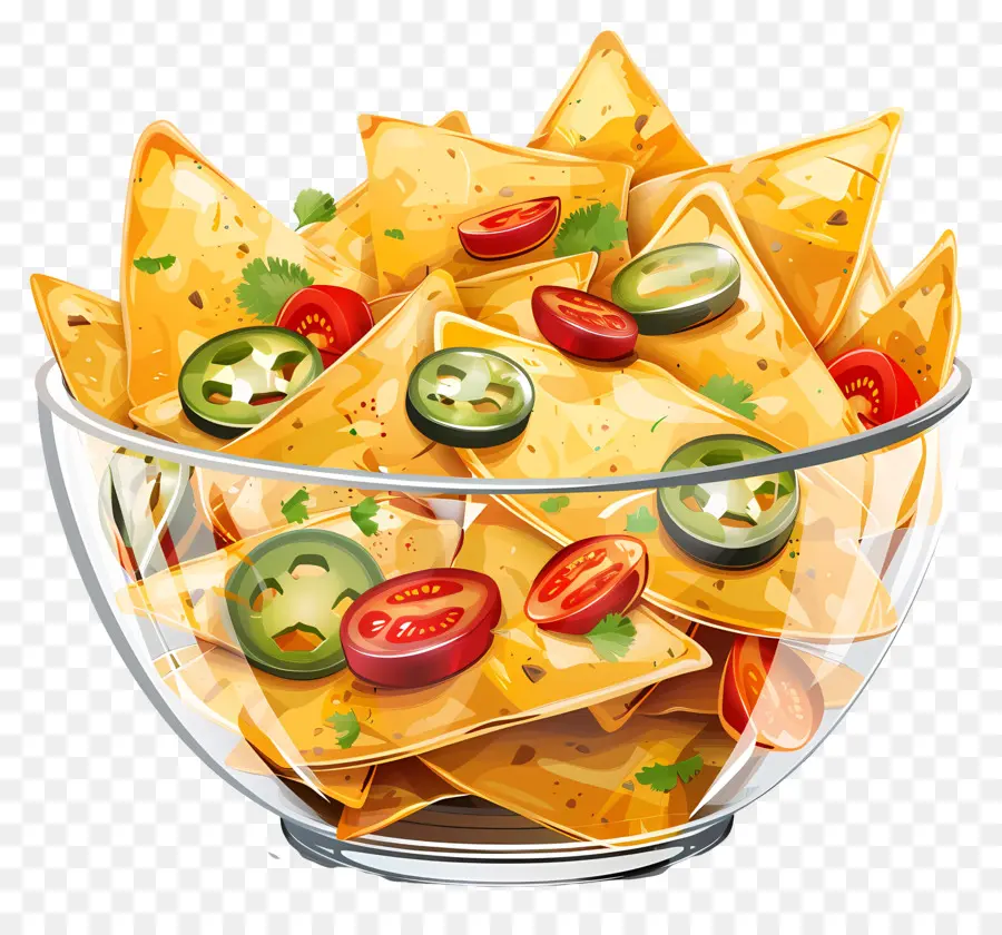 وعاء من Nachos，رقائق التورتيا PNG