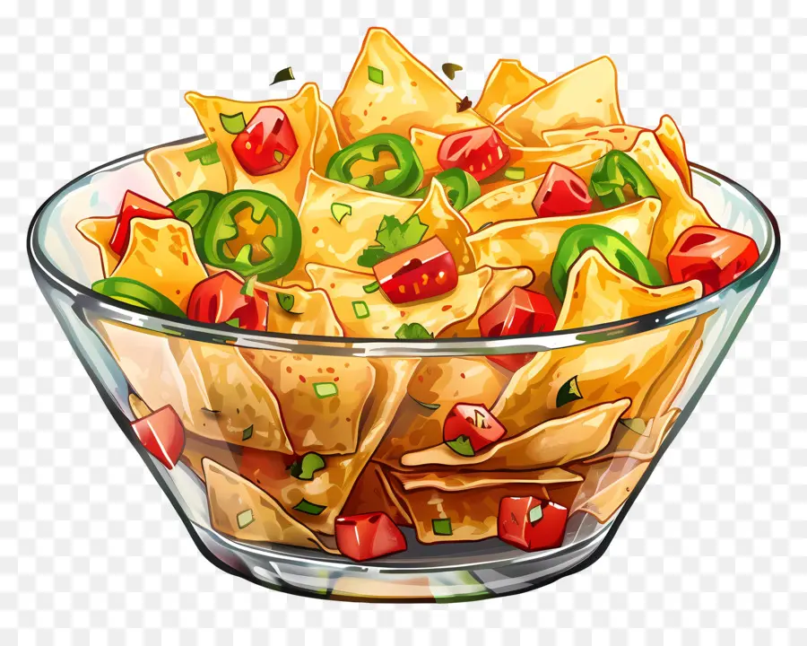 وعاء من Nachos，رقائق التورتيا PNG