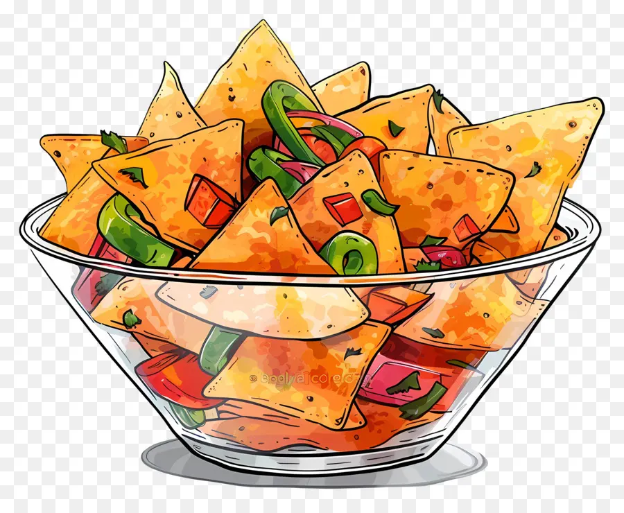 وعاء من Nachos，رقائق التورتيا PNG