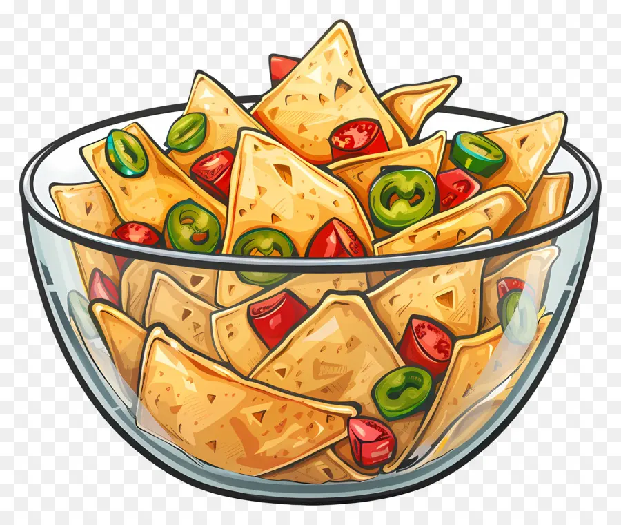 وعاء من Nachos，رقائق PNG