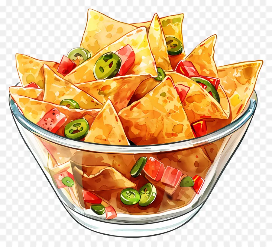 وعاء من Nachos，رقائق التورتيا PNG