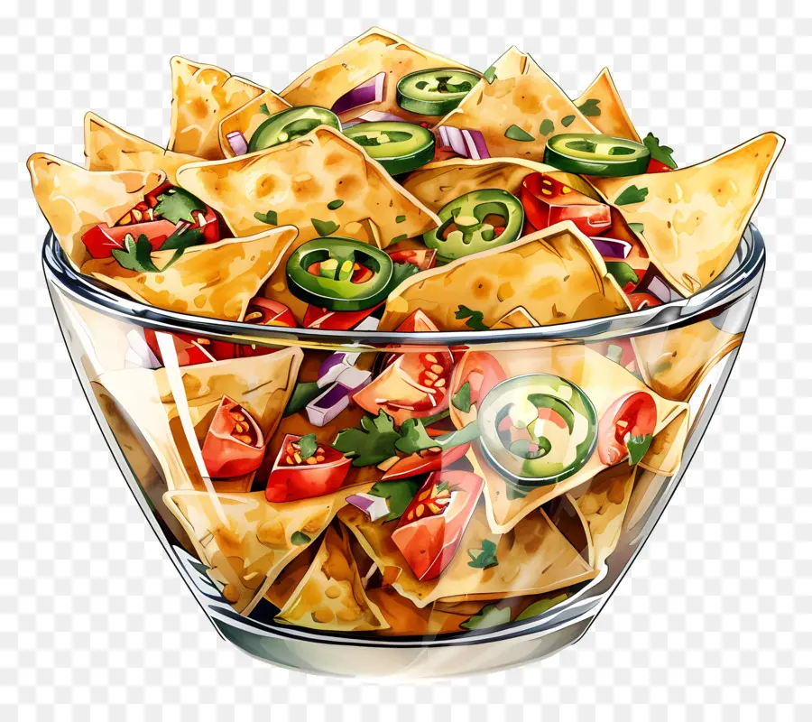 وعاء من Nachos，رقائق التورتيا PNG