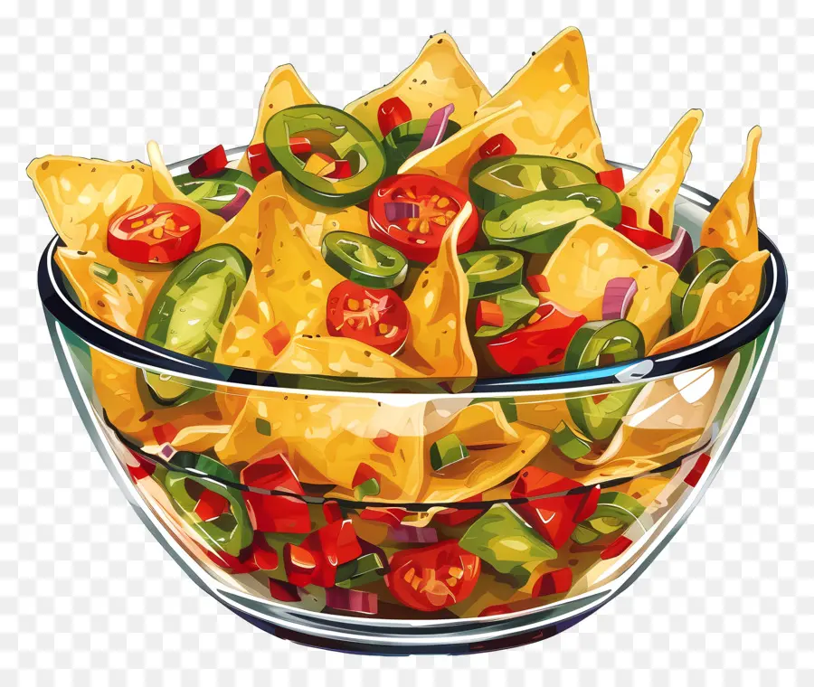 وعاء من Nachos，رقائق PNG