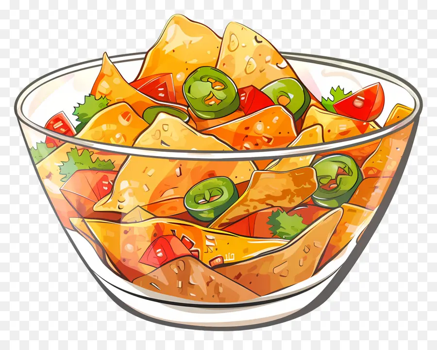 وعاء من Nachos，رقائق التورتيا PNG