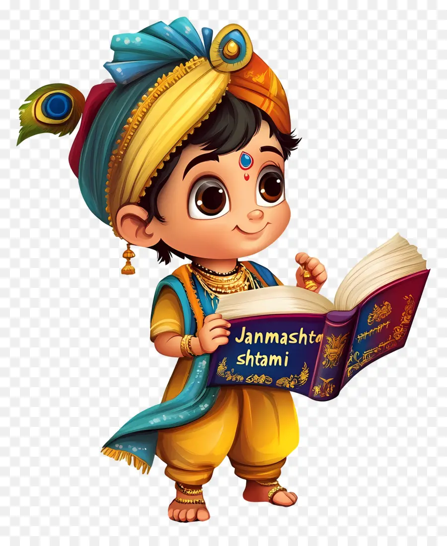 Janmashtami，الولد مع الكتاب PNG