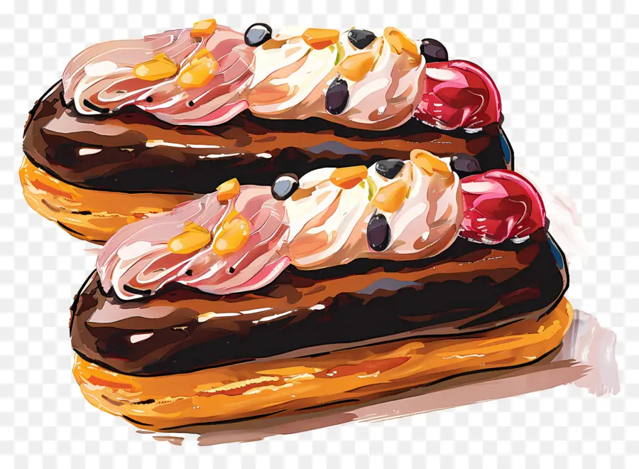 اكلايرس，شوكولاتة Eclairs PNG