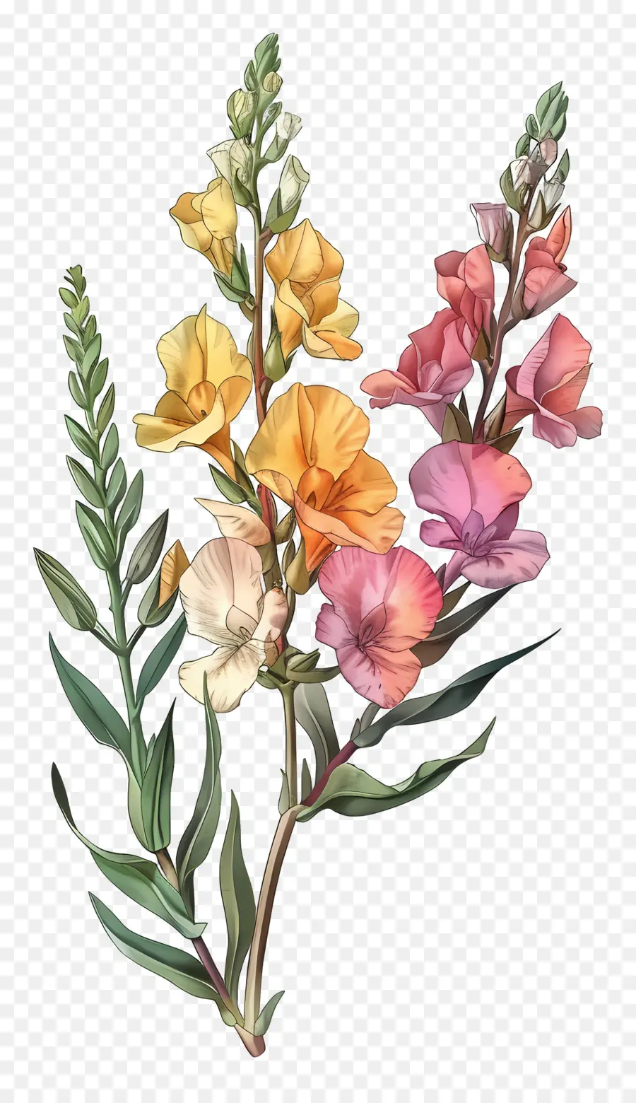 زهور Snapdragon，الزهور الملونة PNG