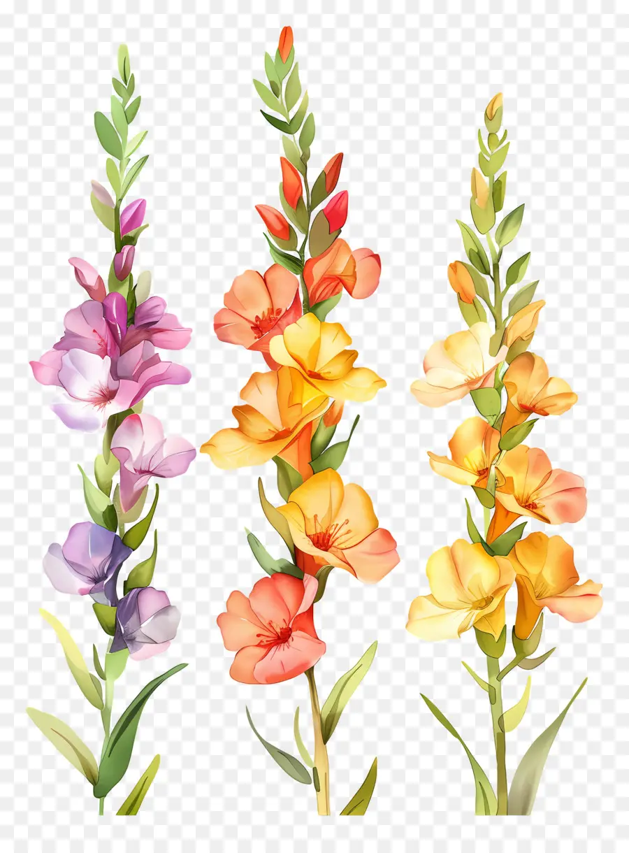 زهور Snapdragon，الزهور الملونة PNG