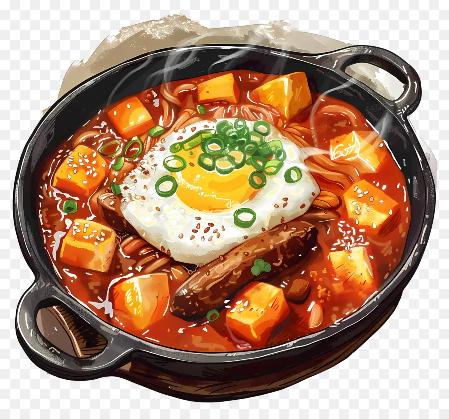 جبني Tteokbokki，وعاء الساخنة PNG