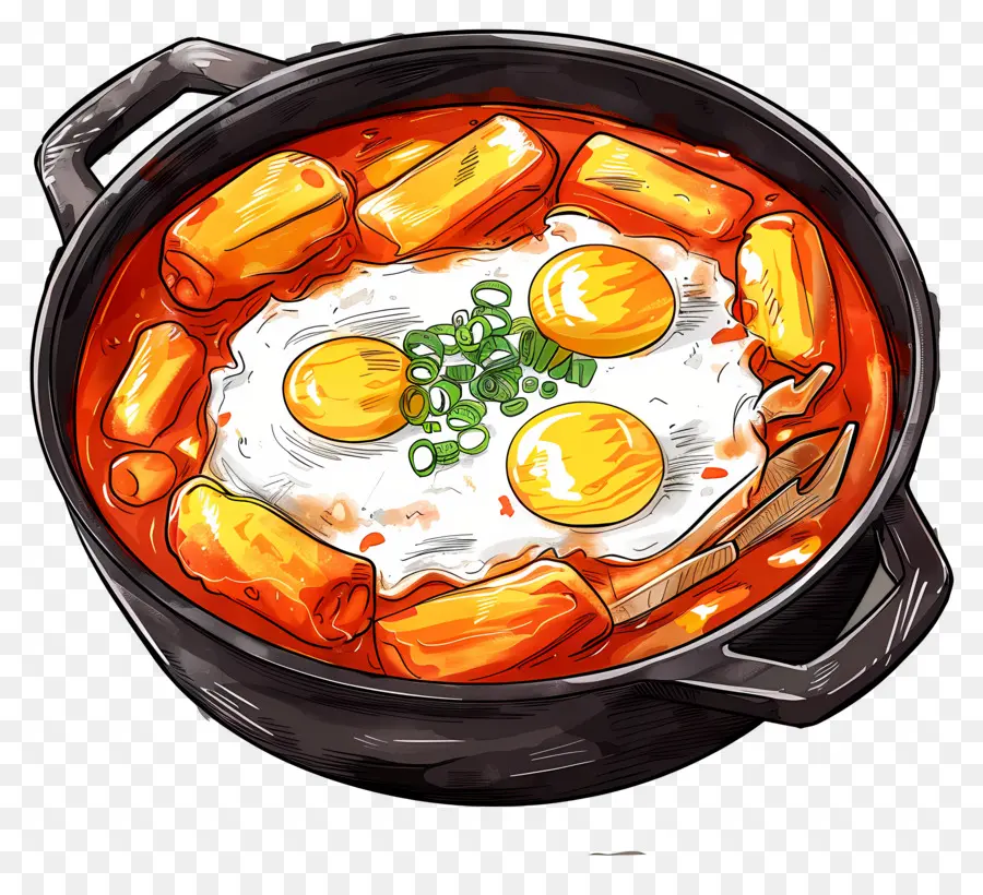 جبني Tteokbokki，البيض و Tteokbokki PNG