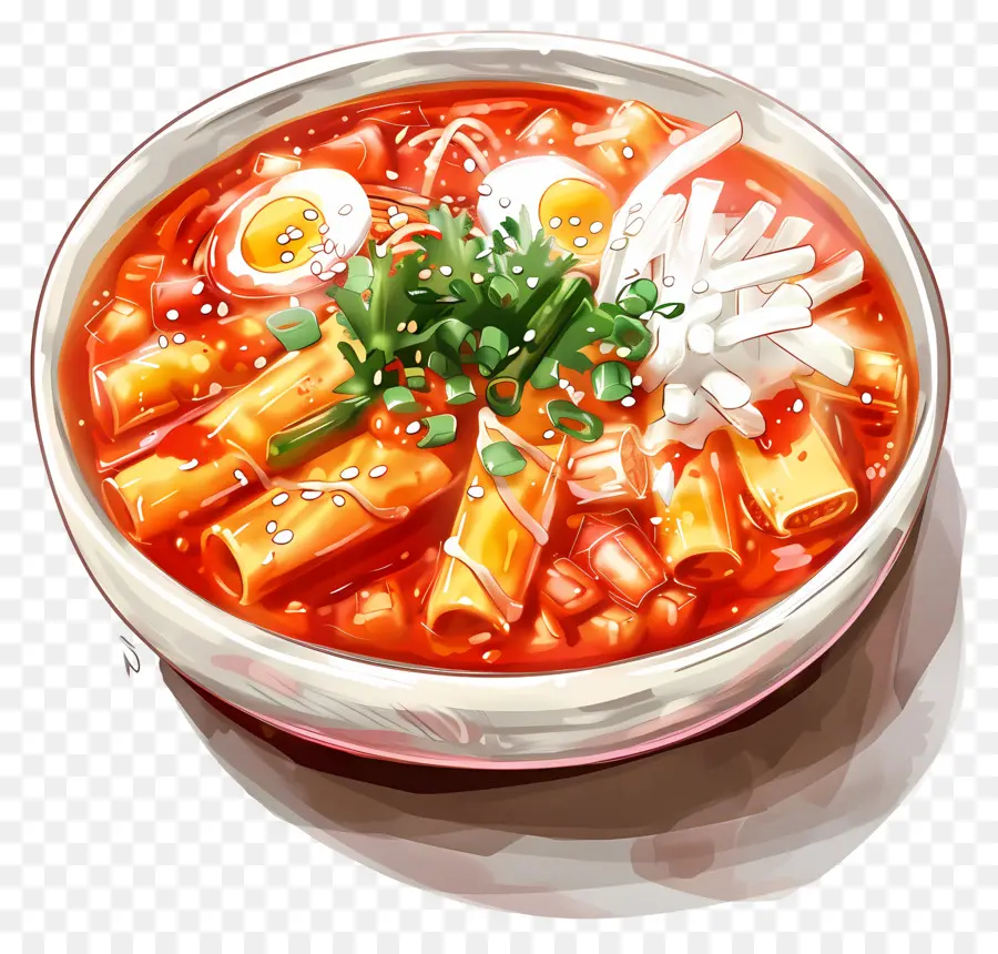 جبني Tteokbokki，حساء المعكرونة حار PNG