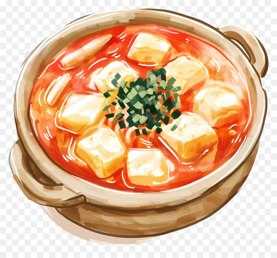 جبني Tteokbokki，حساء التوفو PNG