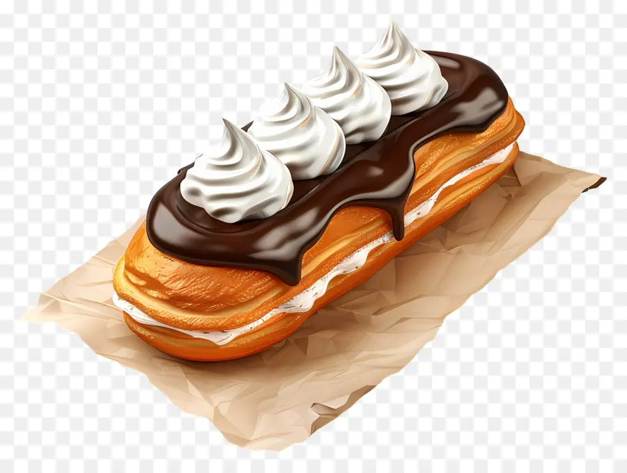 البرق，شوكولاتة Eclair مع كريم PNG