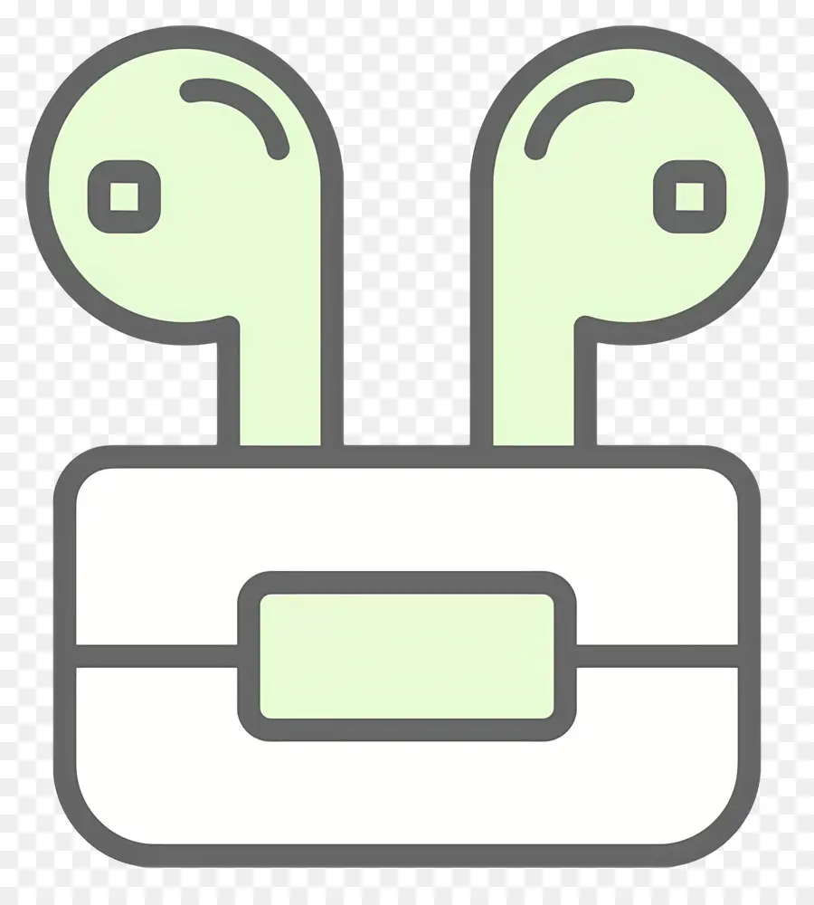 Airpods，سماعات أذن خضراء في الحافظة PNG