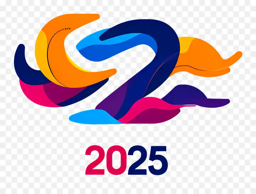 2025 سنة，2025 موجات ملونة PNG