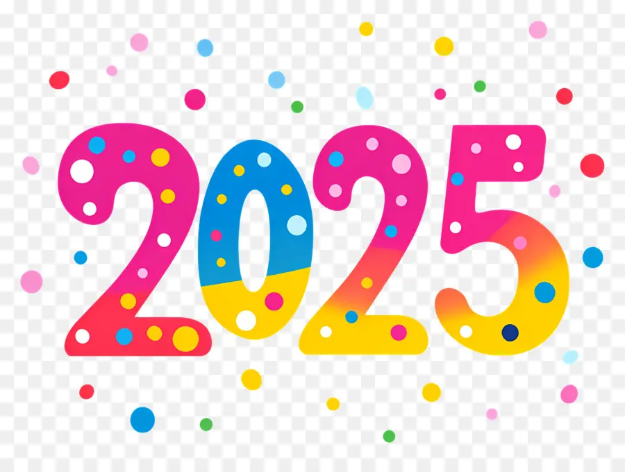 2025 رأس السنة，ملون 2025 PNG