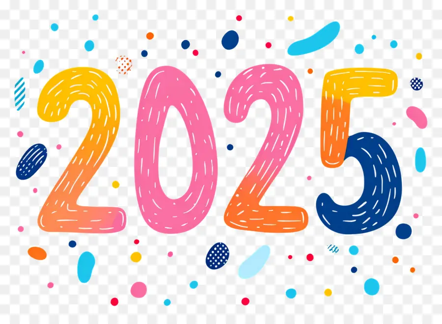 2025 رأس السنة，ملون 2025 PNG