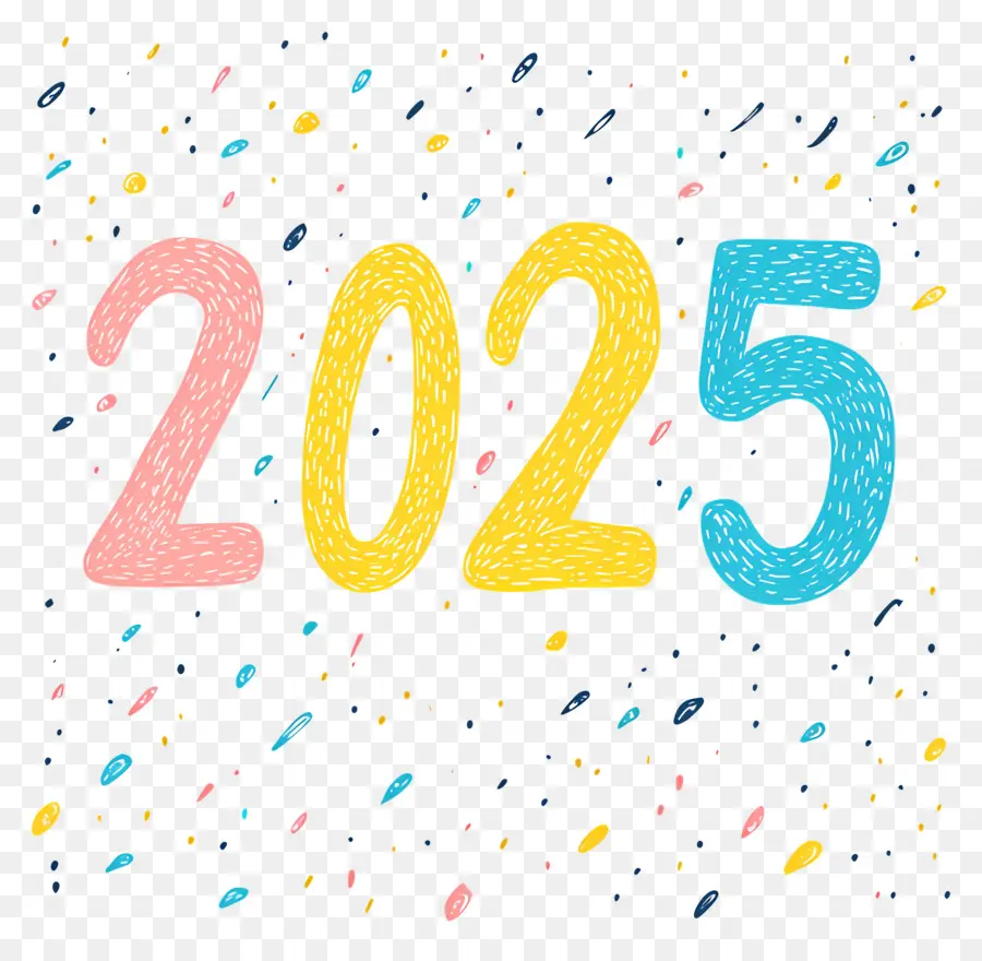 2025 رأس السنة，ملون 2025 PNG