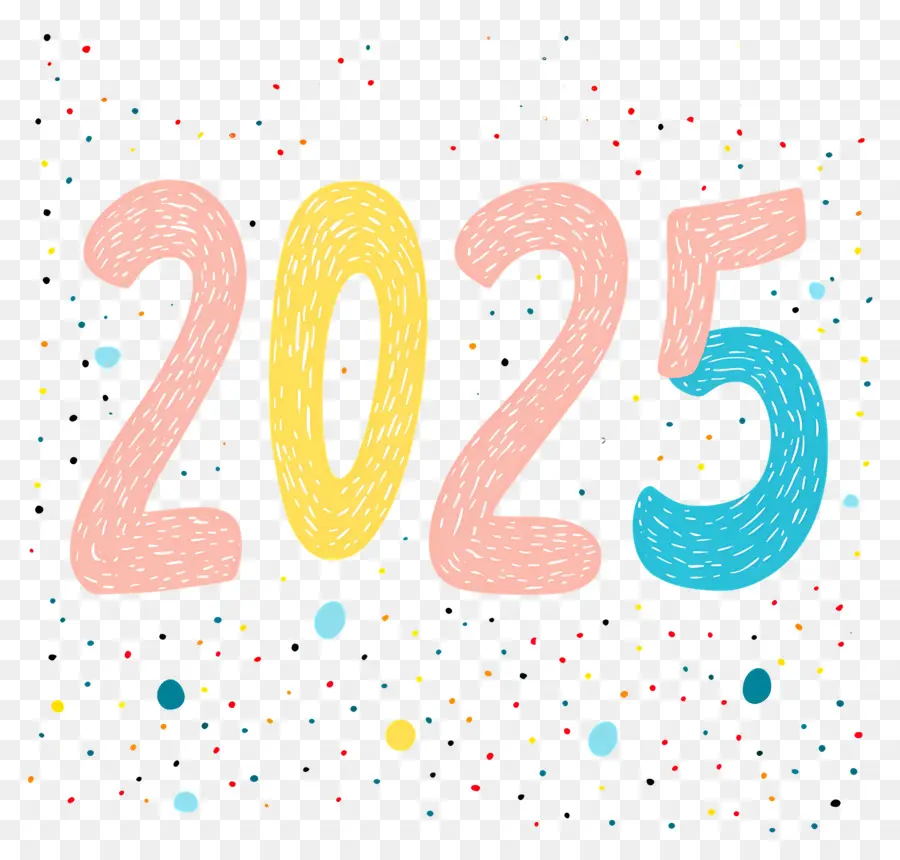 2025 رأس السنة，ملون 2025 PNG