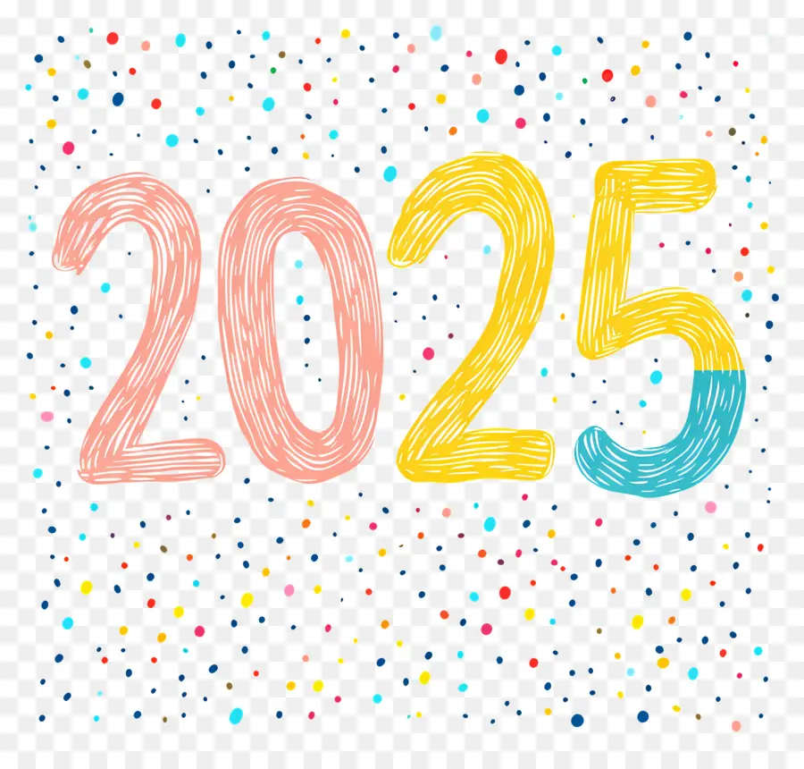 2025 رأس السنة，ملون 2025 PNG