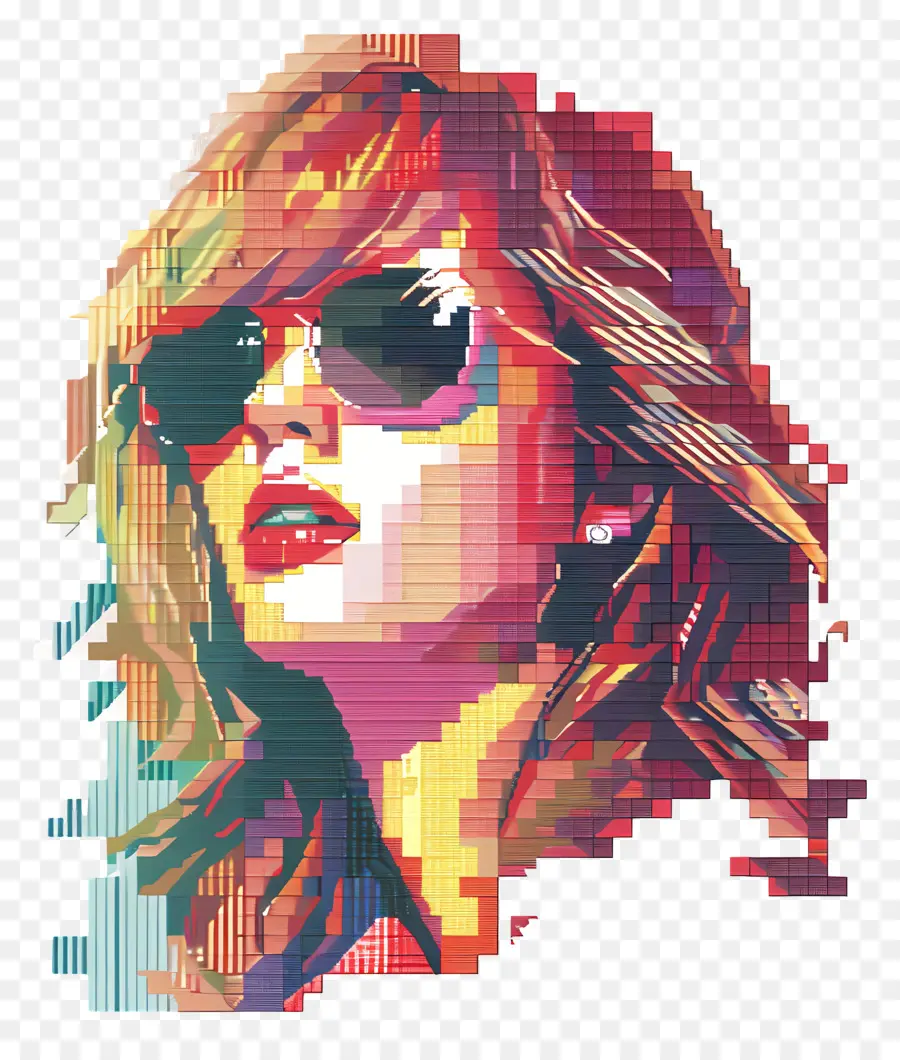 بكسل تايلور سويفت，Pixel Art Woman مع النظارات الشمسية PNG