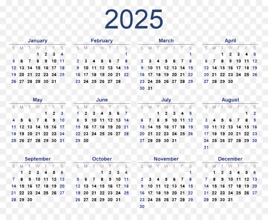 تقويم 2025，تقويم 2028 PNG