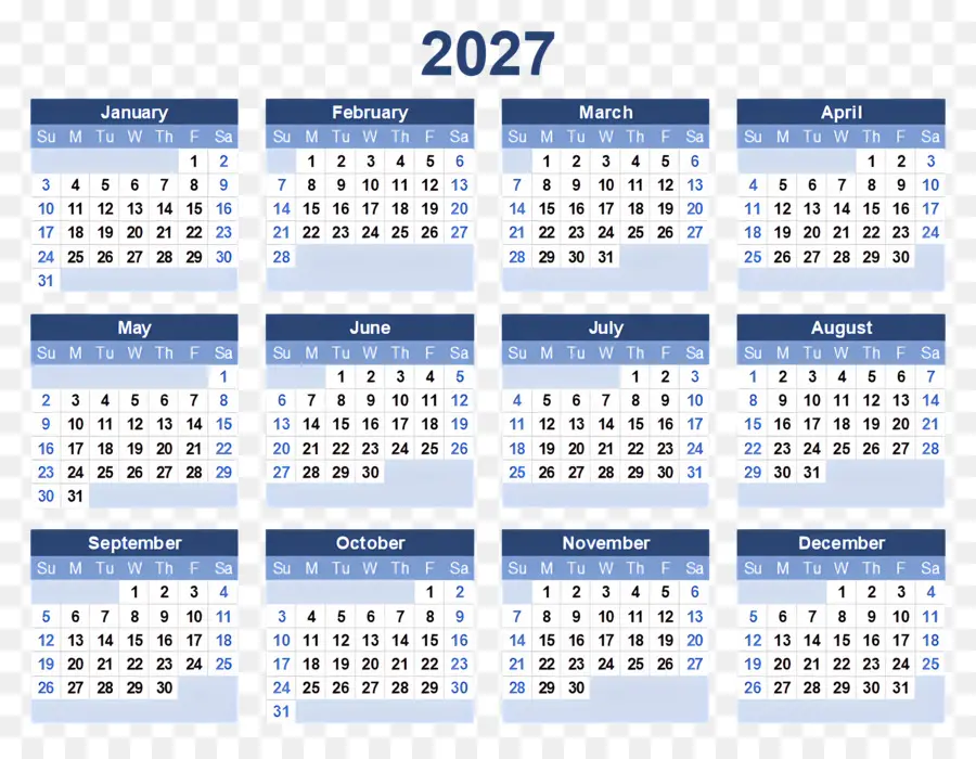 تقويم 2027，تقويم 2028 PNG