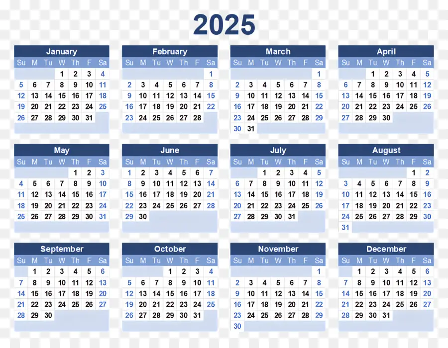 تقويم 2025，تقويم 2028 PNG