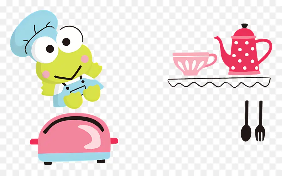 Keroppi，الضفدع الشيف الأخضر PNG