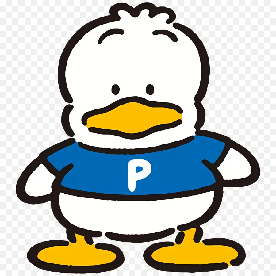 Com Pekkle，بطة في قميص أزرق PNG