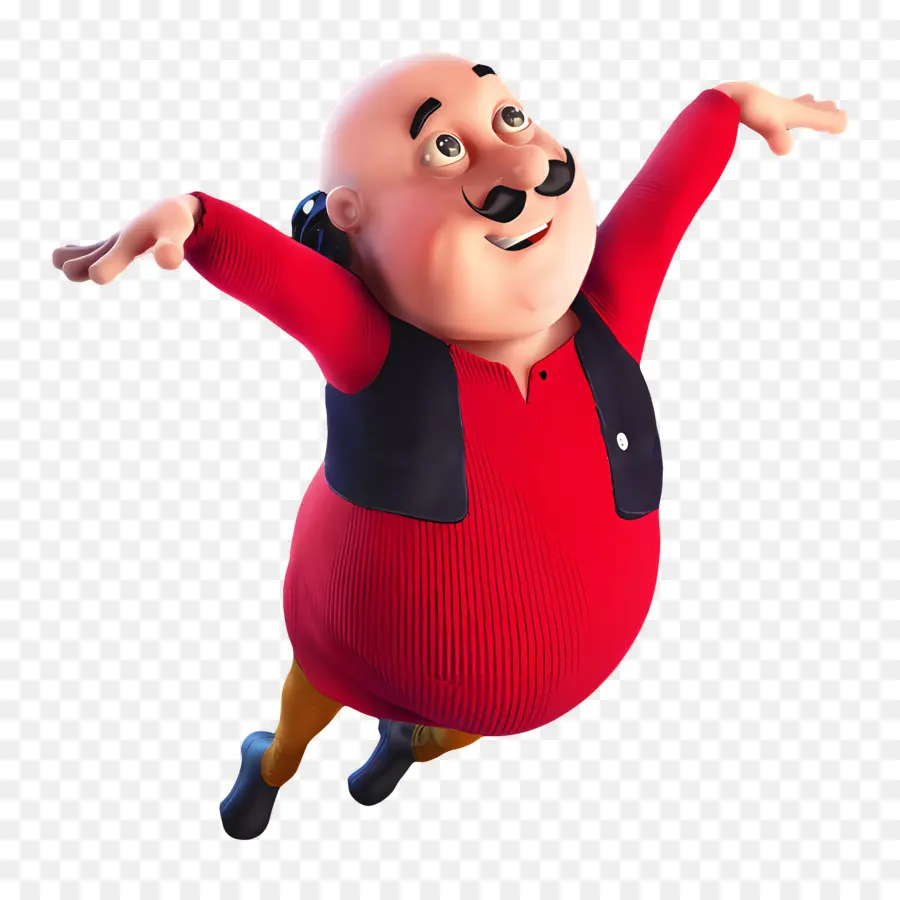 Motu Patlu，شخصية كرتونية باللون الأحمر PNG