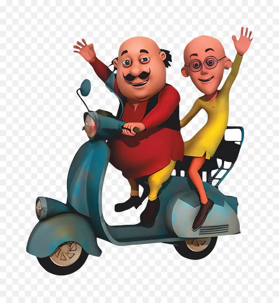 Motu Patlu，شخصيات كرتونية على سكوتر PNG